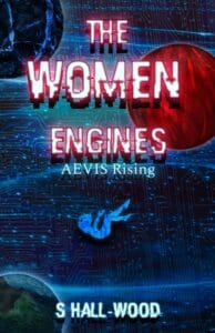 A book cover shows the image of a woman falling through space.